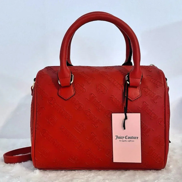 Juicy Couture Red Gothic Logo Not Your Babe Satchel Bag Purse New - Picture 7 of 12
